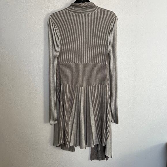 41 Hawthorn Knit Open Front Cardigan Gray Ribbed Pinstripe Long Sleeve Sz M - Picture 4 of 4